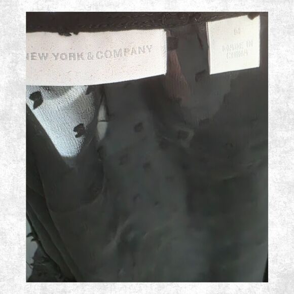 Black Sheer Swiss Dot New York & Company Size M Wednesday Addams Dark Academia - Picture 2 of 5